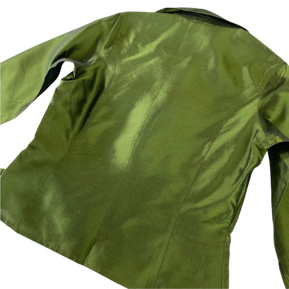 SilkLand Womens Green Shirt Size 4P Petite 3/4 Sleeve 100%Silk Blouse Tie/button - Picture 13 of 16